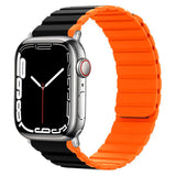 Lippa Apple Watch (42/44/SE/45/46/49mm) Magnetic Silicone Multi Strap - Black  / Orange