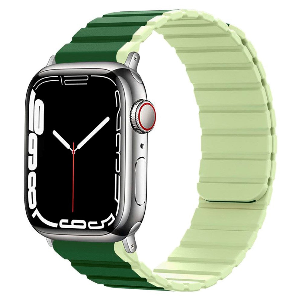 Lippa Apple Watch (42/44/SE/45/46/49mm) Magnetic Silicone Multi Strap - Dark Green / Light Green