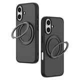 iPhone 16 Lippa Hybrid Plastic Case with 360 Rotating Kickstand - MagSafe Compatible - Matte / Black