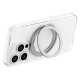 iPhone 15 Pro Lippa Hybrid Plastic Case with 360 Rotating Kickstand - MagSafe Compatible - Transparent / Silver