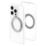 iPhone 15 Pro Lippa Hybrid Plastic Case with 360 Rotating Kickstand - MagSafe Compatible - Transparent / Silver