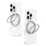 iPhone 16 Pro Lippa Hybrid Plastic Case with 360 Rotating Kickstand - MagSafe Compatible - Transparent / Silver