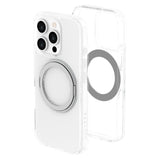 iPhone 16 Pro Lippa Hybrid Plastic Case with 360 Rotating Kickstand - MagSafe Compatible - Transparent / Silver