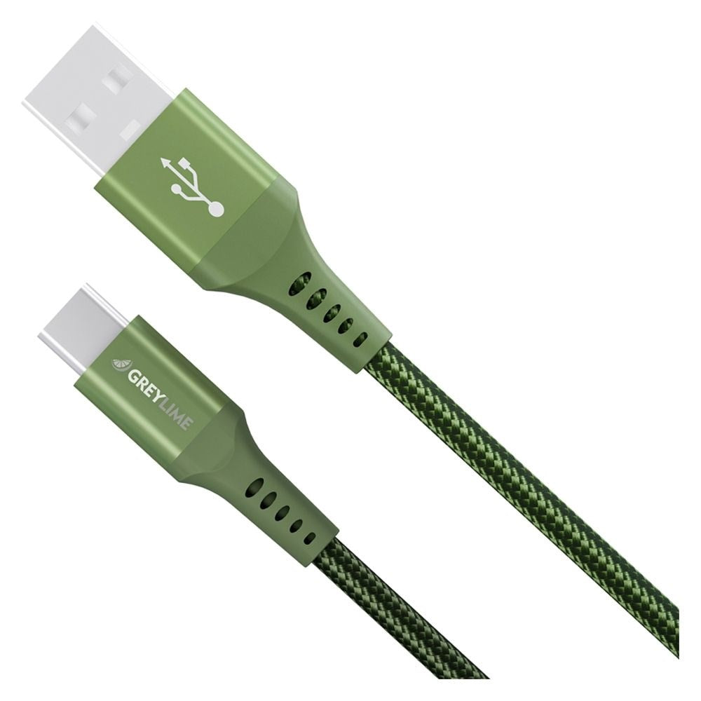 GreyLime 15W Braided USB-A to USB-C Cable 50 cm - Green