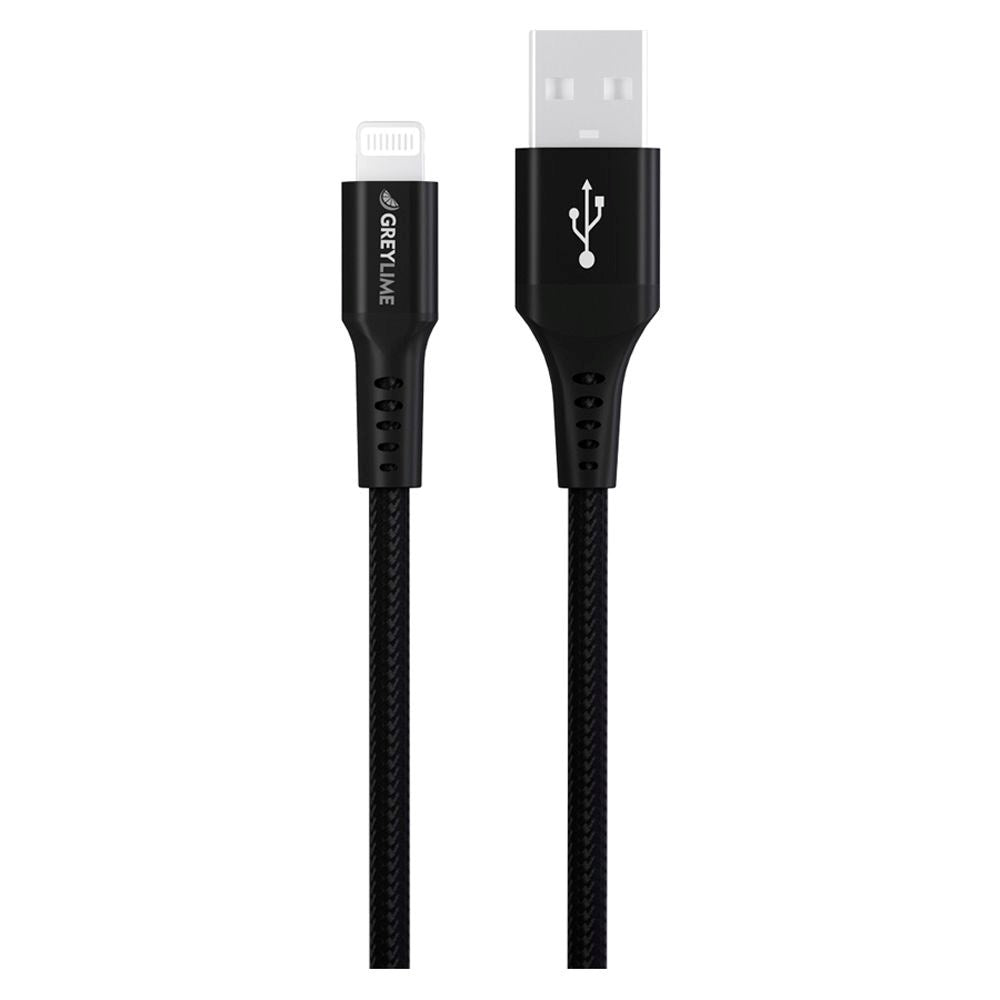 GreyLime 12W Braided USB-A to Lightning Cable 3 m - Black