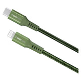 GreyLime 18W Braided USB-C to Lightning Cable 3 m - Green