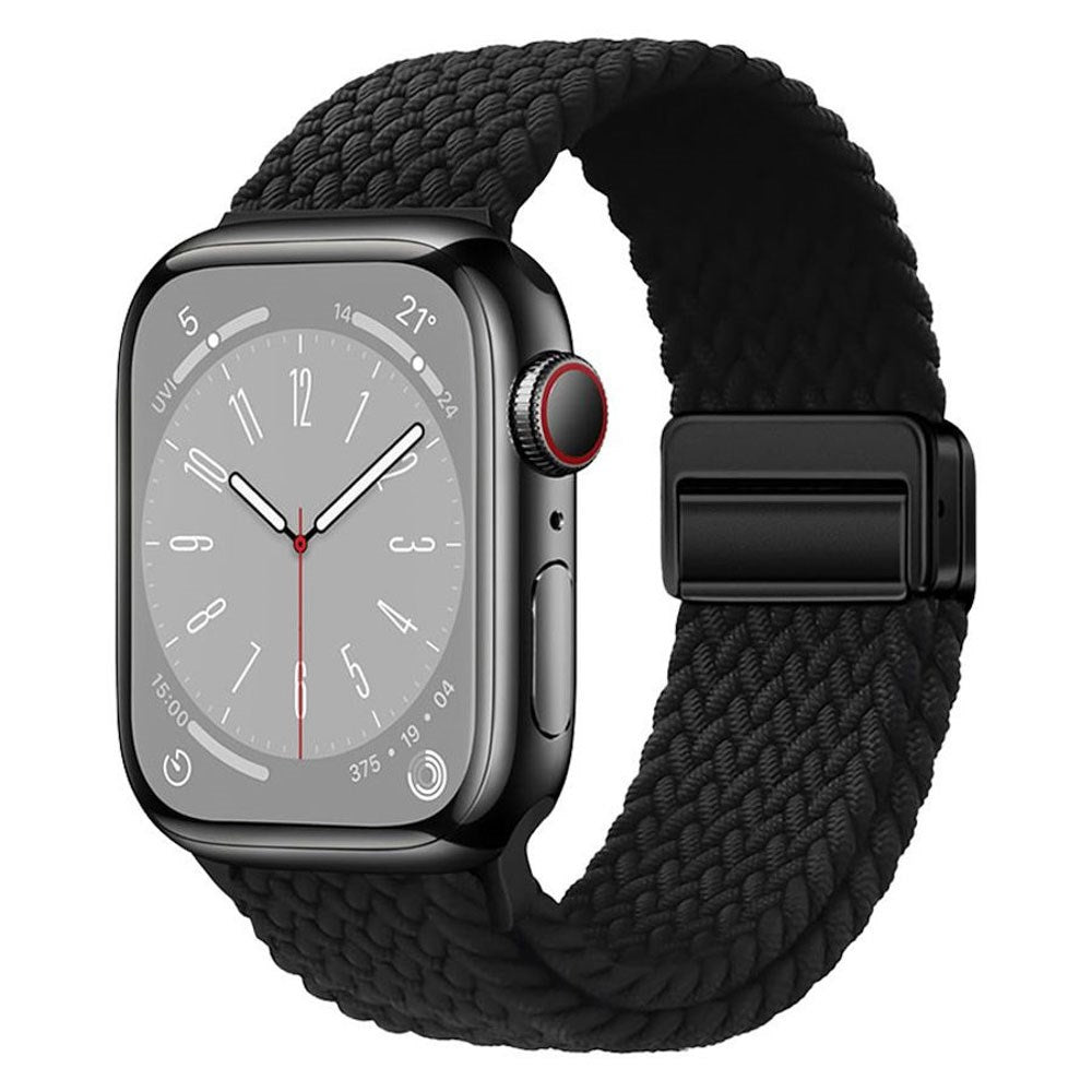 Apple Watch (42/44/SE/45/46/49mm) Lippa Nylon Strap with Magnetic Lock - Black
