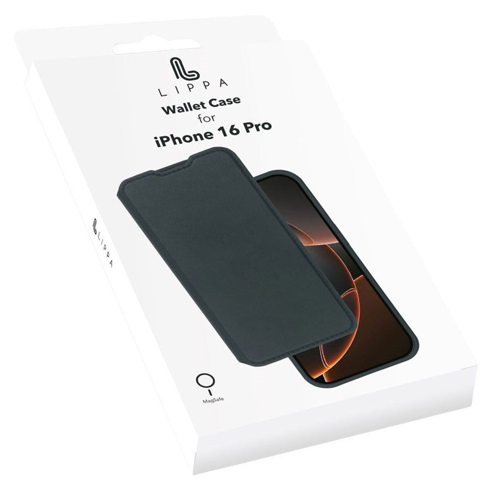iPhone 16 Pro Lippa 2-in-1 Wallet Flip Case - Black
