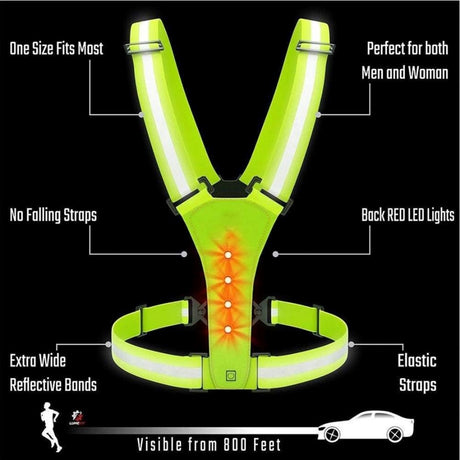 Lippa Reflective vest with 3 LED Lights - Yellow