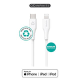 eSTUFF INFINITE MFI 3 m USB-C to Lightning Cable - 12W - 100% Recycled Plastic - White