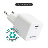 eSTUFF INFINITE 30W PD USB-C GaN Wall Charger - 100% Recycled Plastic - White