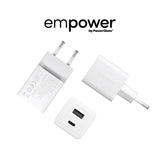 empower by PanzerGlass Turbo 35W Wall Charger with 1x USB-A & 1x USB-C – Silver White