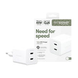 empower by PanzerGlass Turbo 45W Wall Charger with 2x USB-C – Silver White