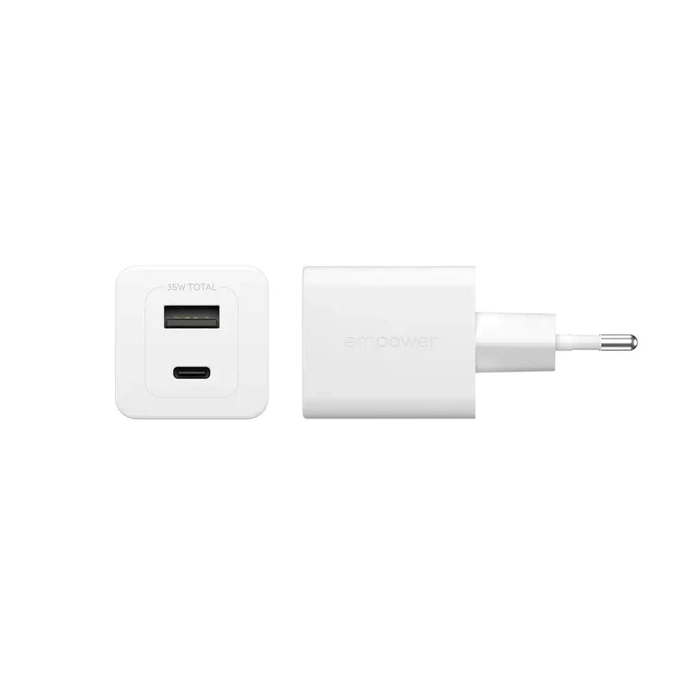 empower by PanzerGlass Turbo 35W Wall Charger with 1x USB-A & 1x USB-C – Silver White