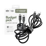 empower by PanzerGlass Racing 60W USB-C to USB-C Cable – 1.2m – Space Black