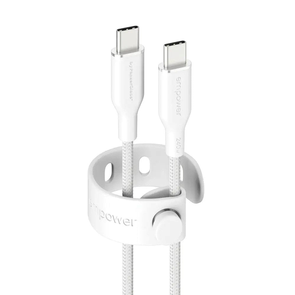 empower by PanzerGlass Racing 240W USB-C to USB-C Cable – 1.2m – Silver White