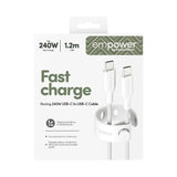 empower by PanzerGlass Racing 240W USB-C to USB-C Cable – 1.2m – Silver White