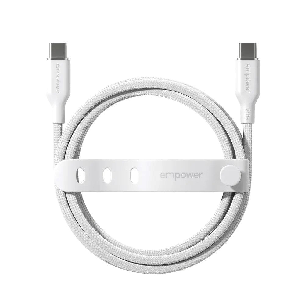 empower by PanzerGlass Racing 240W USB-C to USB-C Cable – 1.2m – Silver White