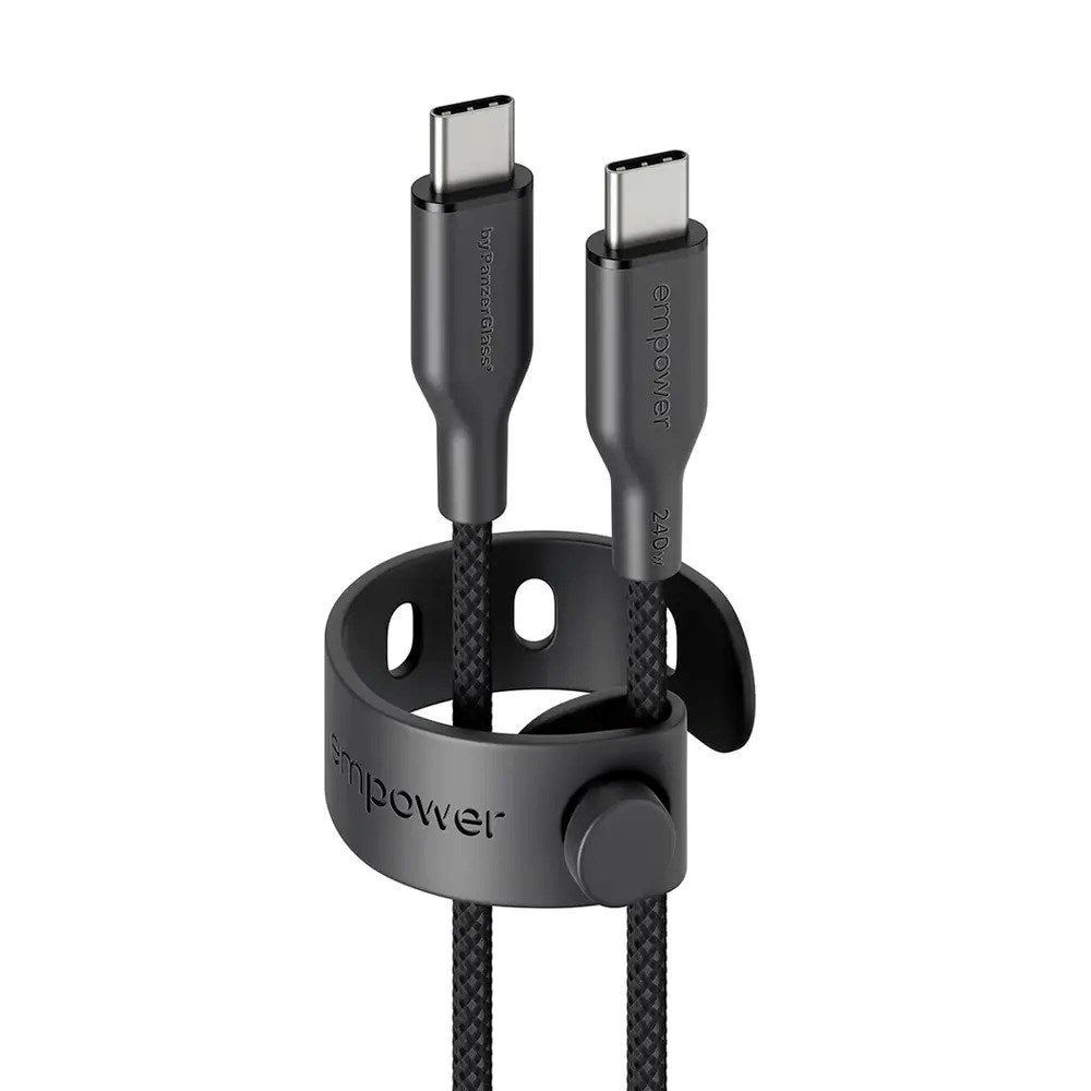 empower by PanzerGlass Racing 240W USB-C to USB-C Cable – 2m – Space Black
