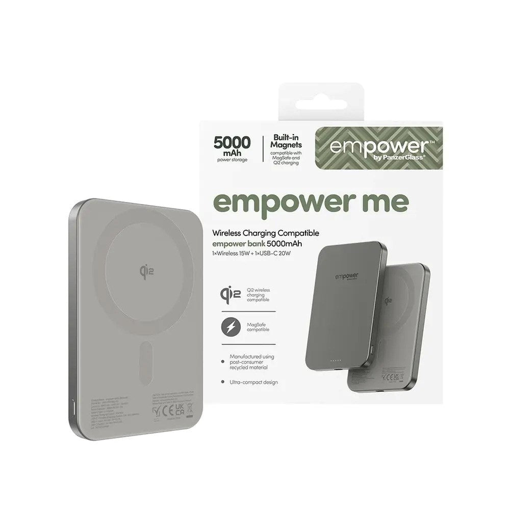 empower by PanzerGlass empower Bank - 5000 mAh - Qi2 / MagSafe Compatible - Titanium