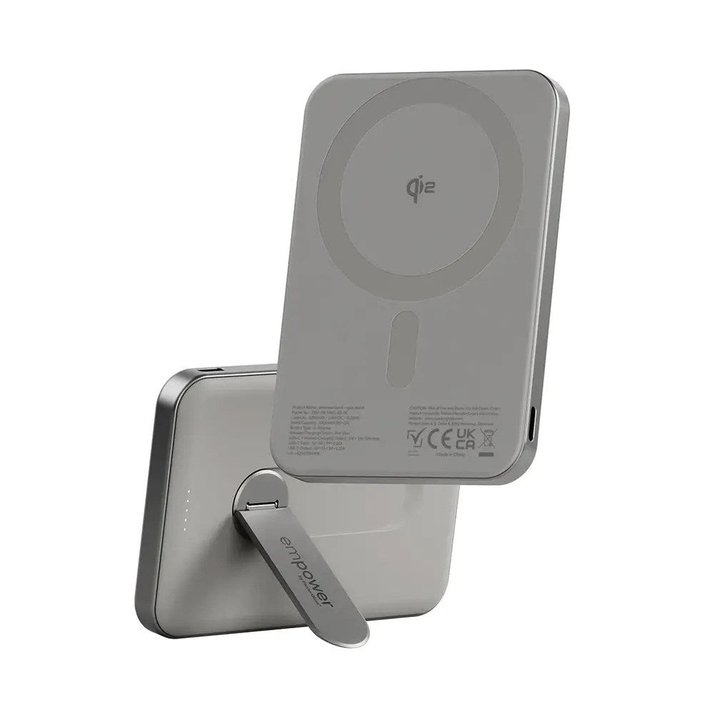 empower by PanzerGlass empower Bank with Spin Stand - 5000 mAh - Qi2 / MagSafe Compatible - Titanium
