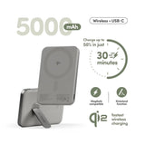 empower by PanzerGlass empower Bank with Spin Stand - 5000 mAh - Qi2 / MagSafe Compatible - Titanium