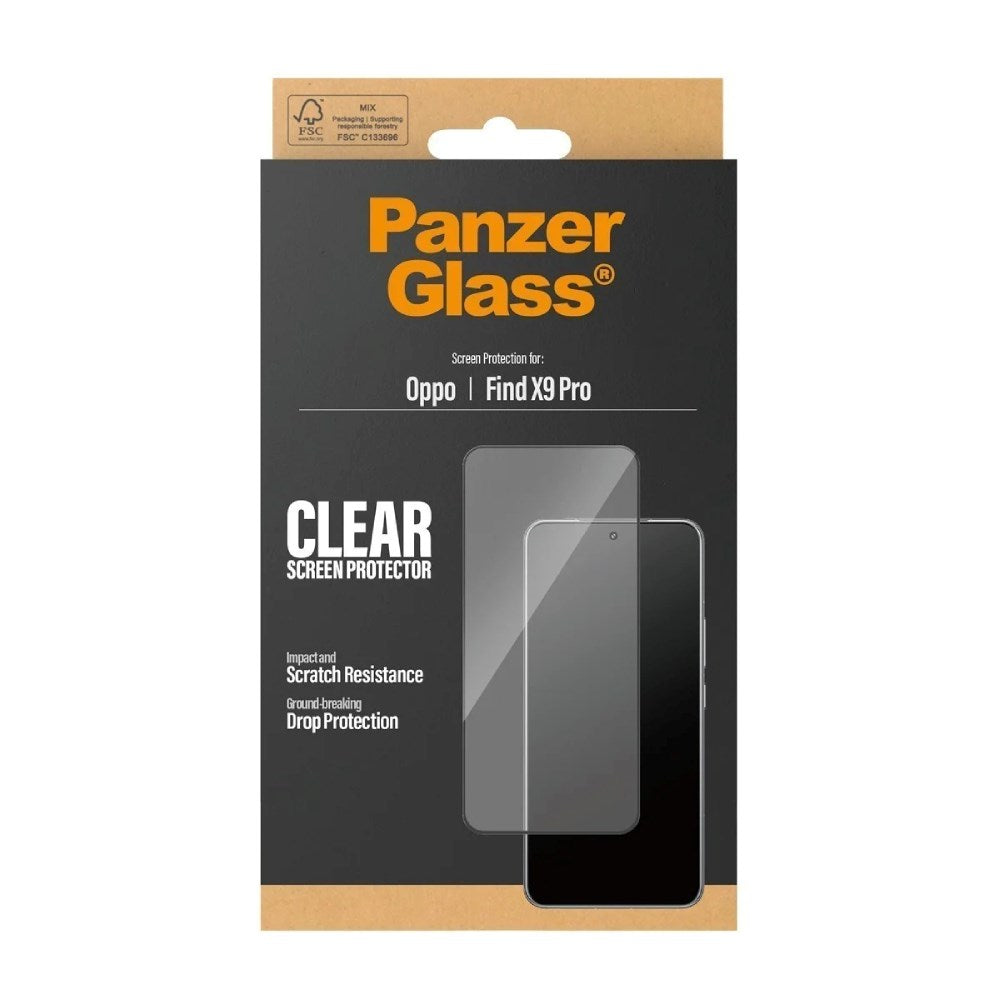 OPPO Find X9 Pro PanzerGlass Screen Protector Glass - Ultra Wide Fit with EasyAligner - Transparent