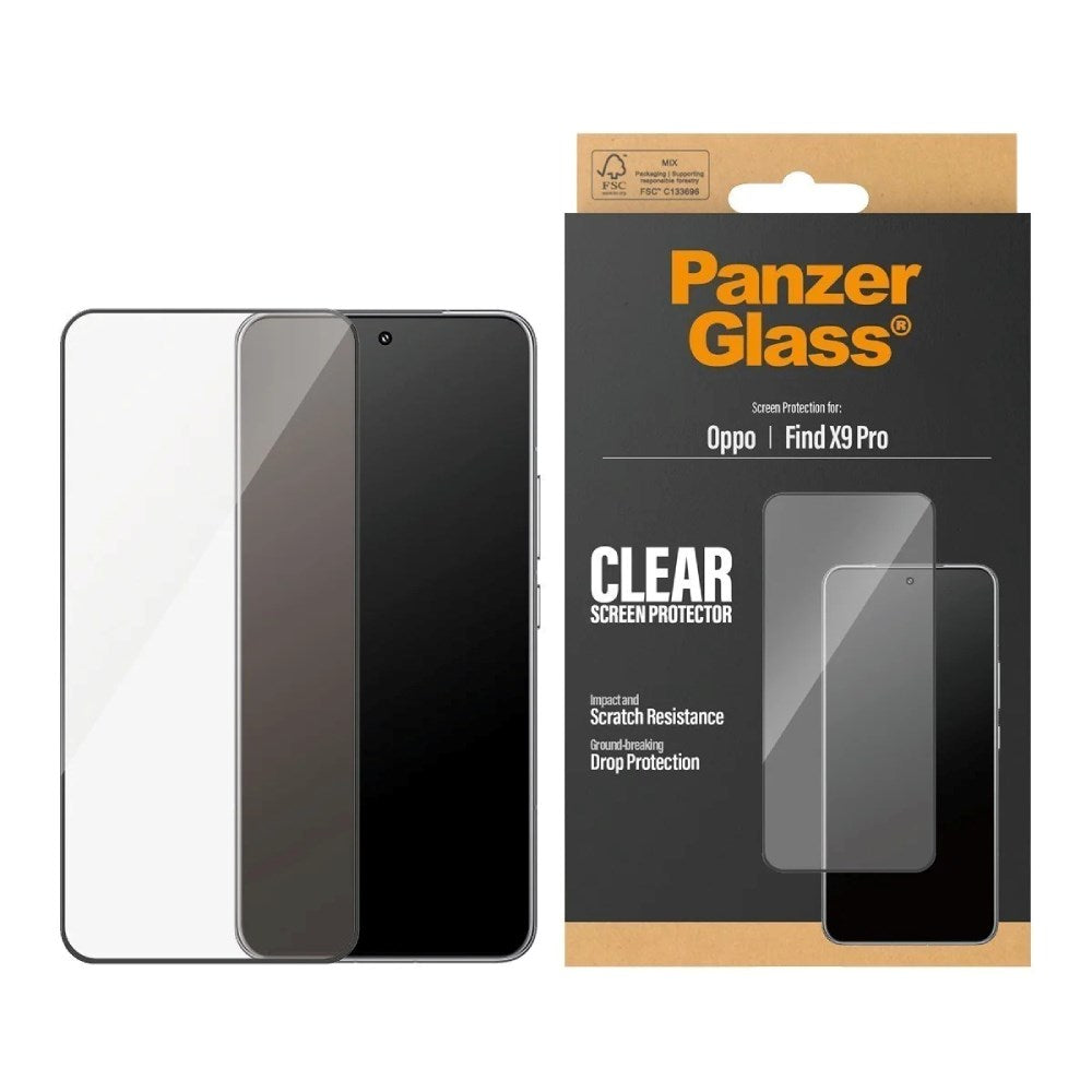 OPPO Find X9 Pro PanzerGlass Screen Protector Glass - Ultra Wide Fit with EasyAligner - Transparent
