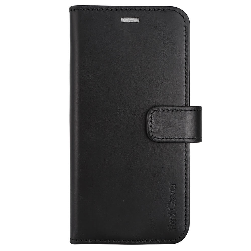 RadiCover Exclusive 2-in-1 iPhone 14 / 13 - Genuine Leather Case - 86% Radiation Protection - Black