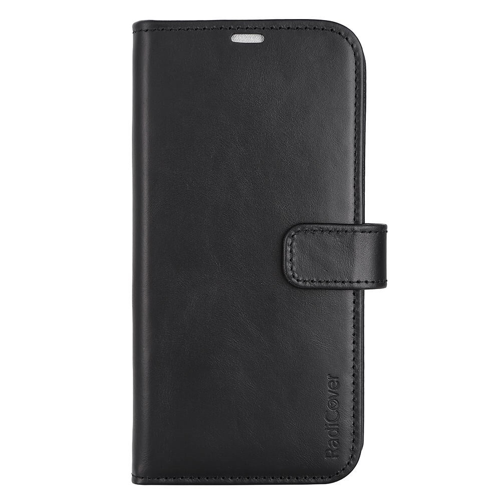 RadiCover Exclusive 2-in-1 iPhone 14 Plus - Genuine Leather Case - 86% Radiation Protection - Black