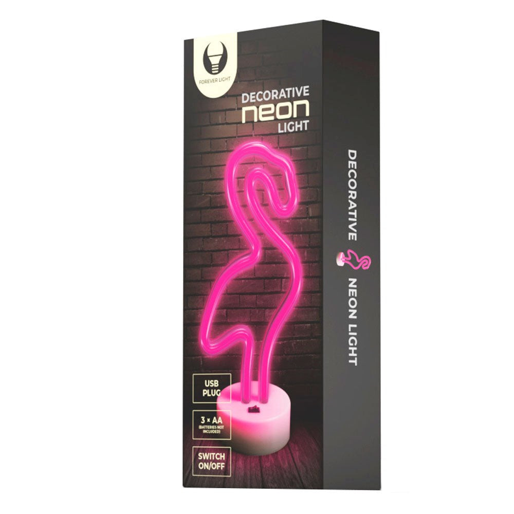 Forever Light Neon Decoration w. Foot LED - Pink Light with Flamingo