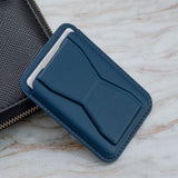 Leather Card Holder w. Standing Function - Blue