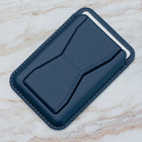 Leather Card Holder w. Standing Function - Blue