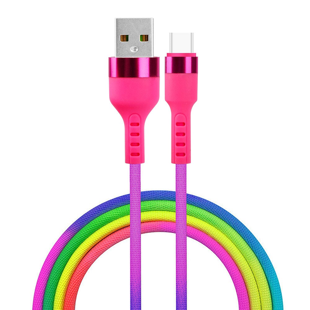 USB-C Cable 10 W from Setty - 1.2 m. - Rainbow