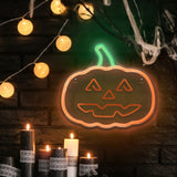Neolia LED Neon Sign Halloween - Orange and Green Light with Pumpkin