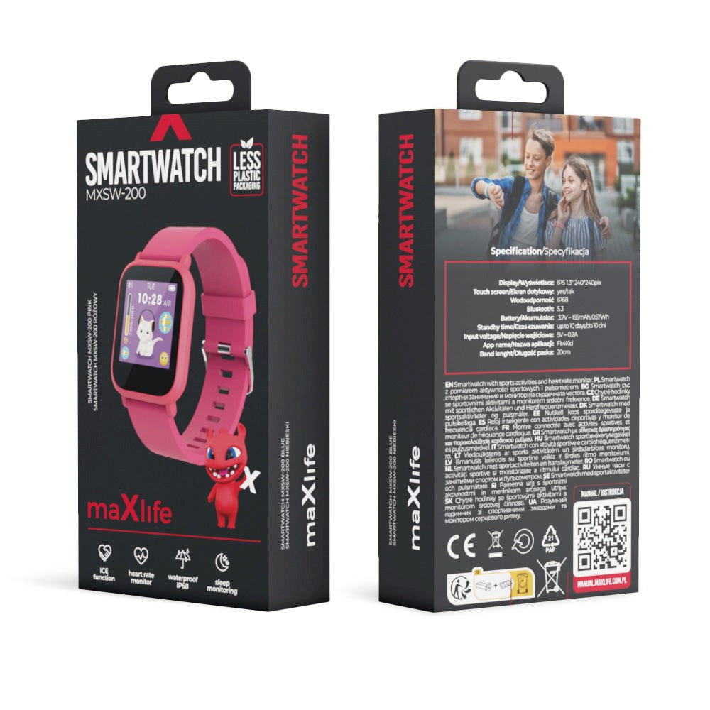 Maxlife MXSW-200 Smartwatch w. Heart Rate Monitor & Waterproof - Pink