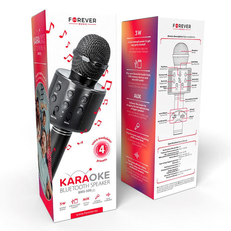 Forever BMS-300 Bluetooth Karaoke Microphone w. Speaker - Black