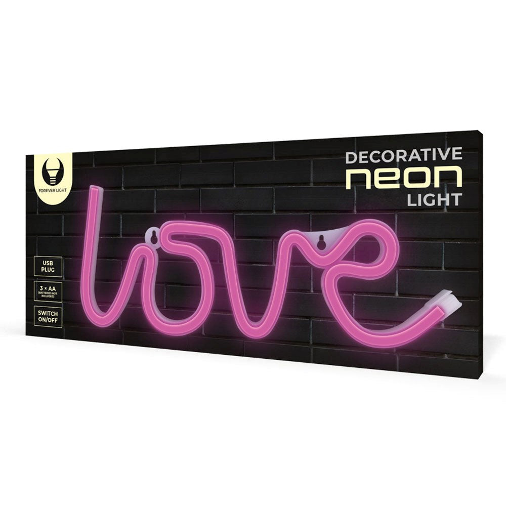 Forever Light Neon Sign LED - Pink Light with Love Motif