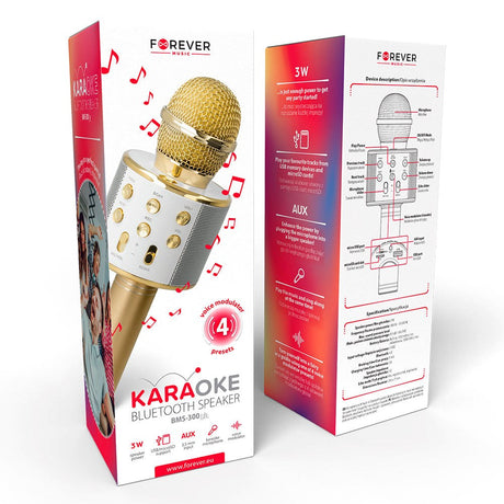 Forever BMS-300 Bluetooth Karaoke Microphone w. Speaker - Gold