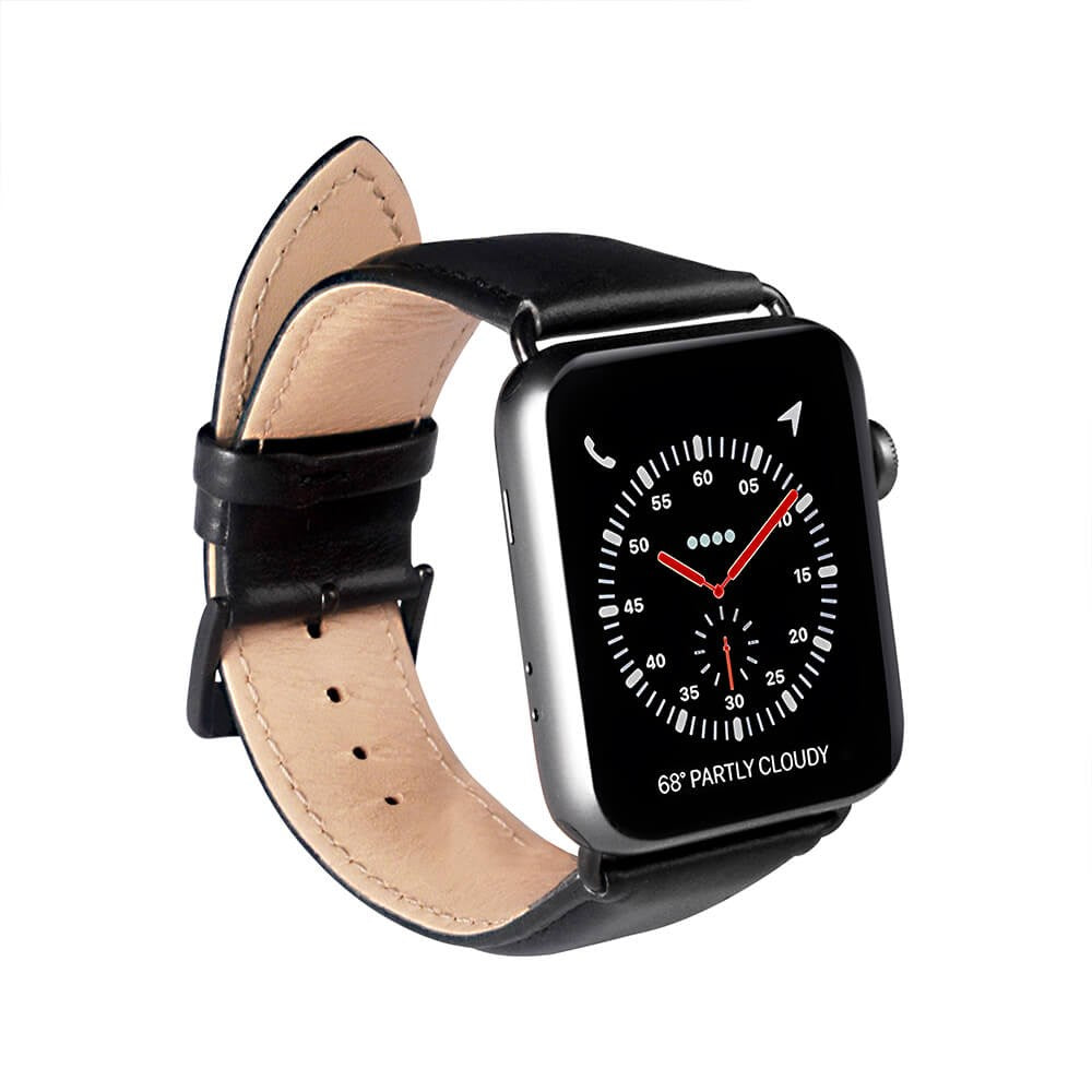 Apple Watch (42/44/SE/45/46/49mm) GEAR Buffalo Band in Genuine Leather - Black