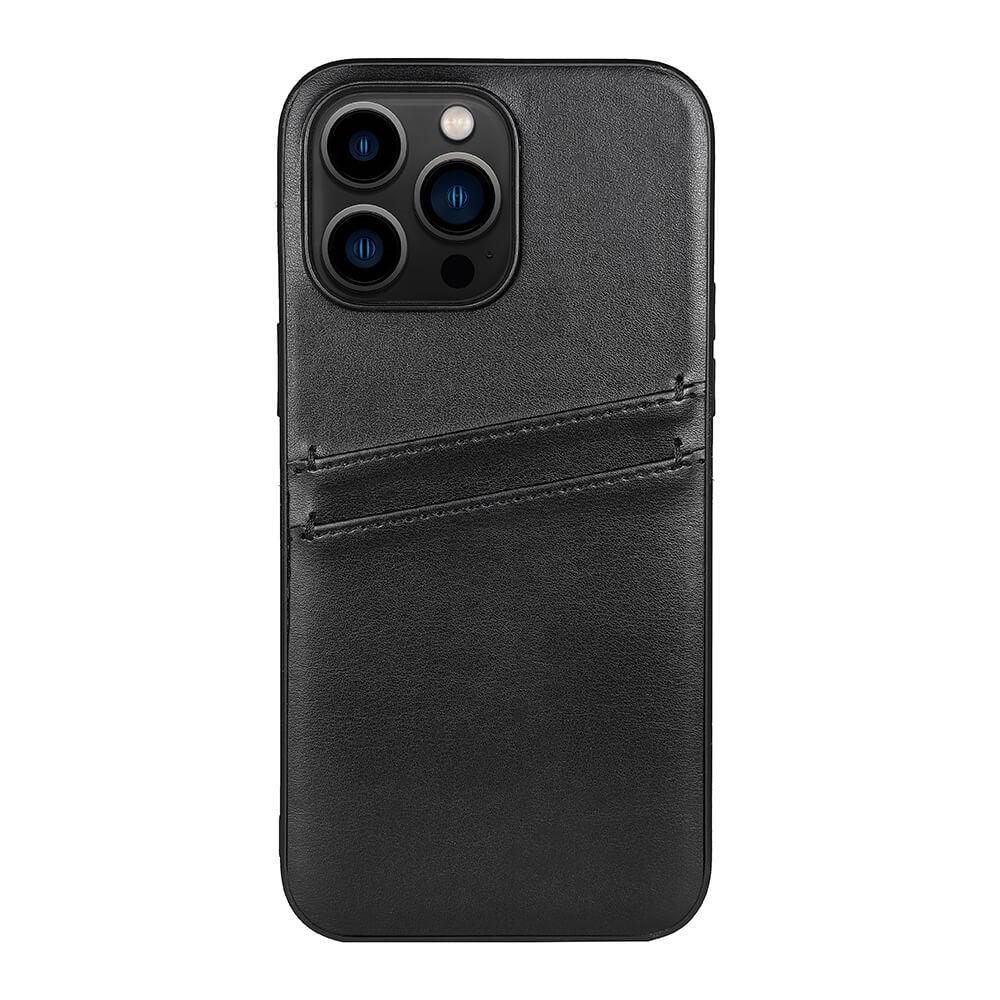 Phone 14 Pro Max GEAR Buffalo Vegan Leather Back Case w. Card Pockets - Black