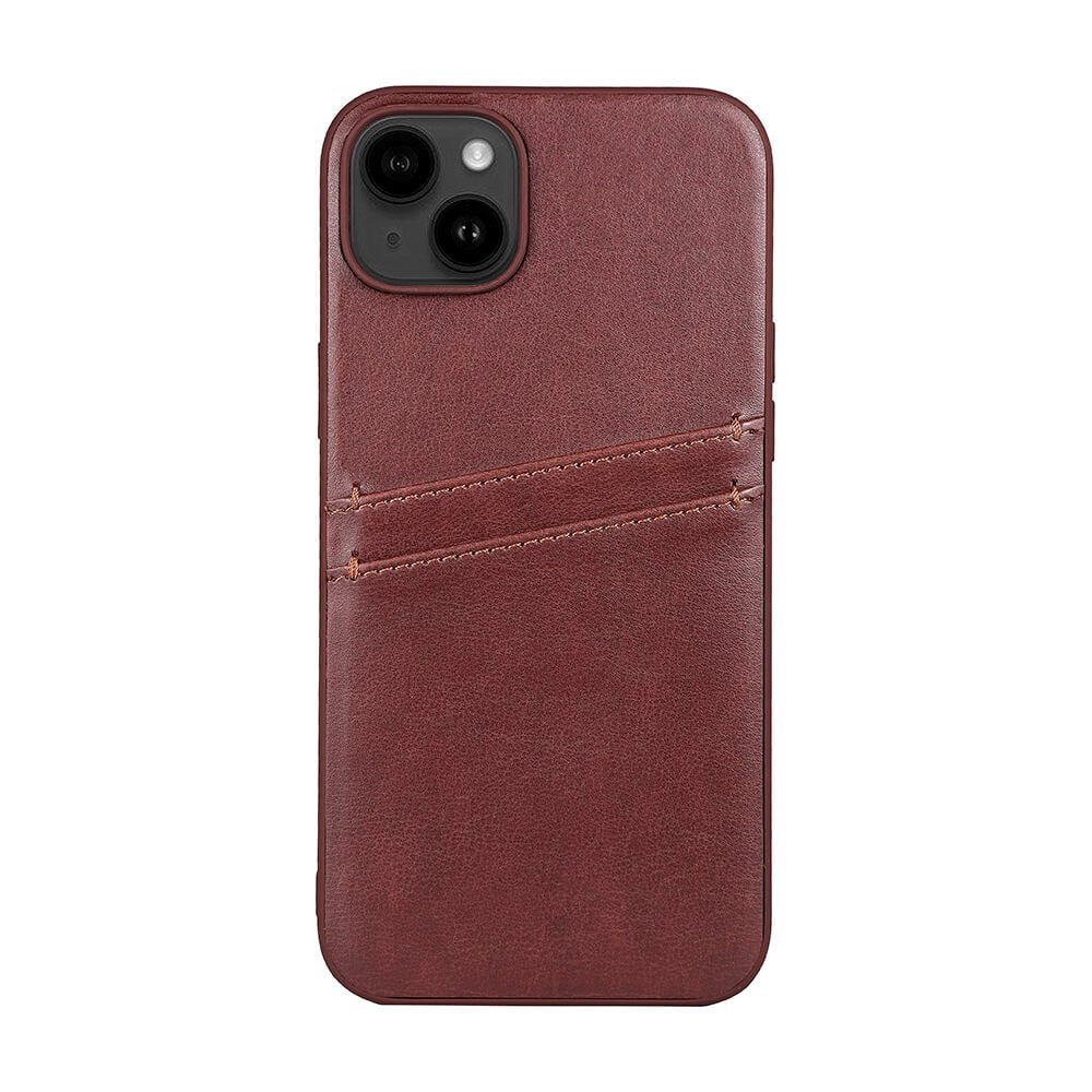 Phone 14 Plus GEAR Buffalo Vegan Leather Back Case w. Card Pockets - Brown