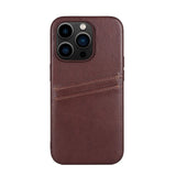 Phone 14 Pro GEAR Buffalo Vegan Leather Back Case w. Card Pockets - Brown