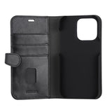 iPhone 14 Pro Buffalo Wallet Genuine Leather Magnet Wallet Case - Black