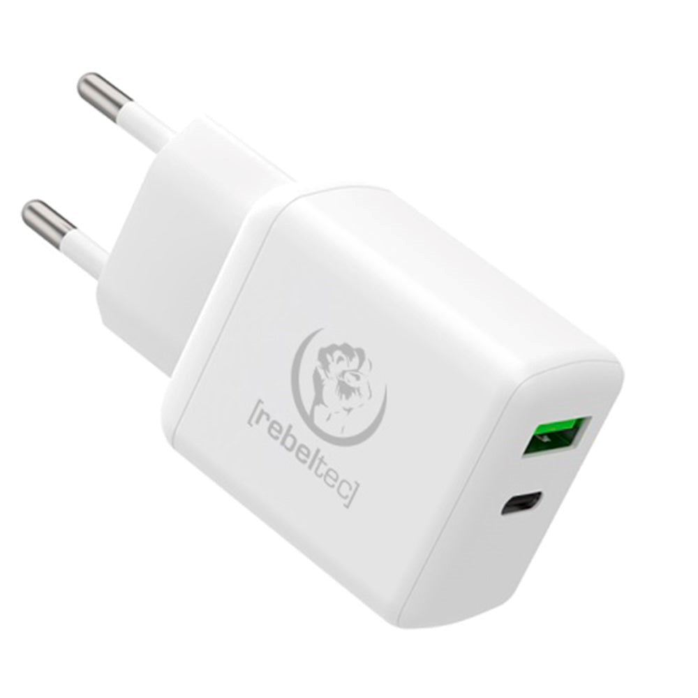 Rebeltec H200 Turbo 20W PD Wall Charger w. 1 x USB-A & 1 x USB-C - White