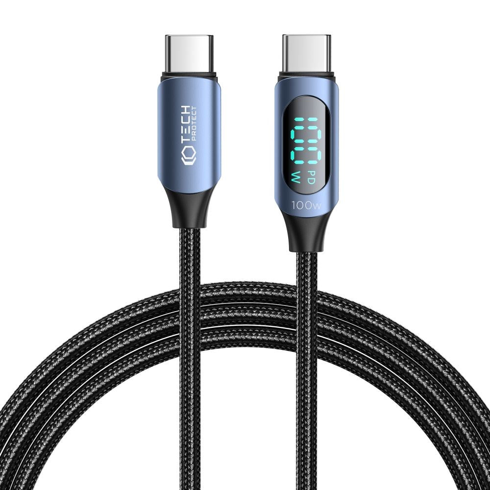 Tech-Protect Ultraboost LED USB-C to USB-C Cable 100W/5A 2m - Black / Blue