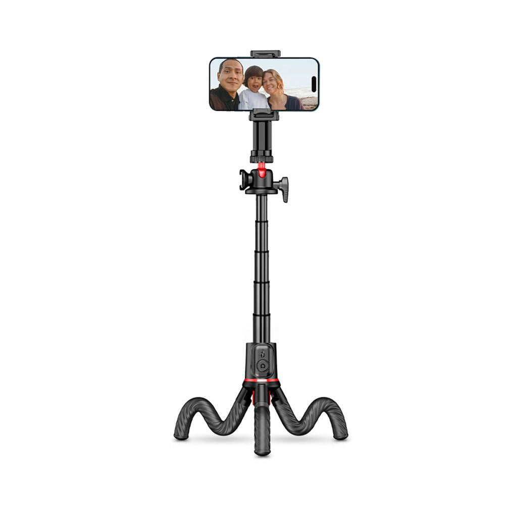 L07S Tech-Protect Selfie Stick w. Flexible Tripod & Bluetooth - Black