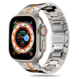 Apple Watch (42/44/SE/45/46/49mm) Tech-Protect Stainless Line Steel Watch Strap - Titanium / Orange