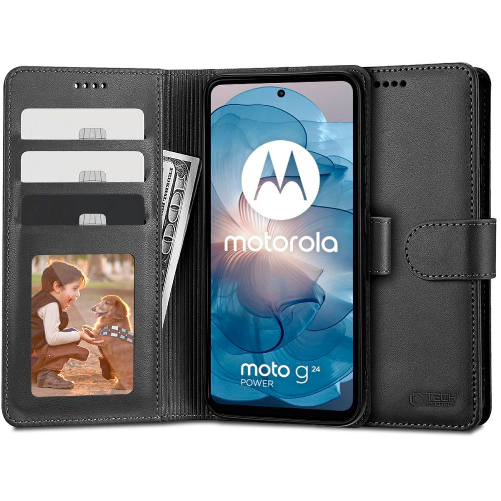 Motorola Moto G04 / G24 / G24 Power Tech-Protect Flip Case with Wallet - Black