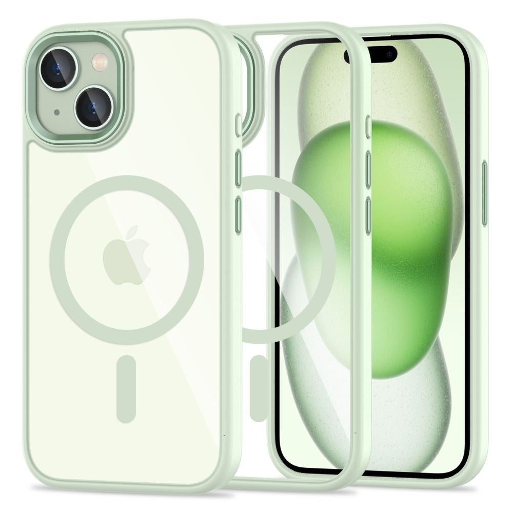 iPhone 15 Tech-Protect Magmat Case - MagSafe Compatible - Transparent / Green